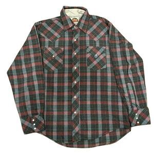 VTG Miller Western Wear Men's 17‑35 (XL) Plaid Cowboy Pearl Snap Shirt